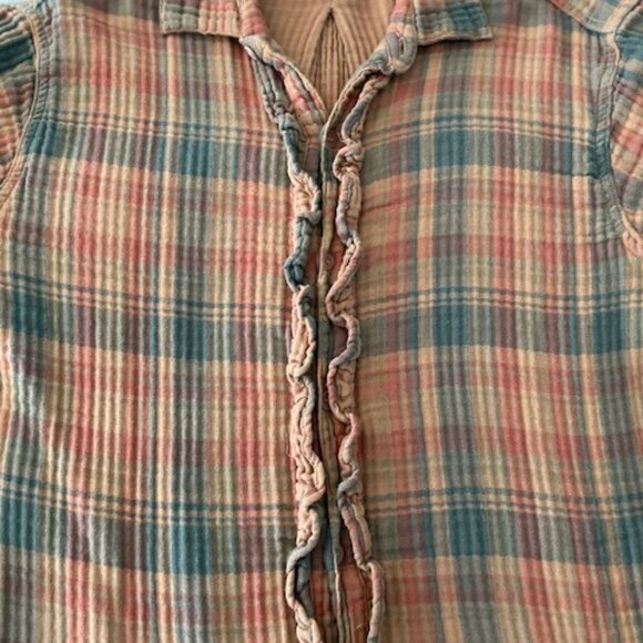 Free People x CP Shades Tunic Flannel Plaid Y2K Grunge $268 Beige Brown Like New - Picture 12 of 16